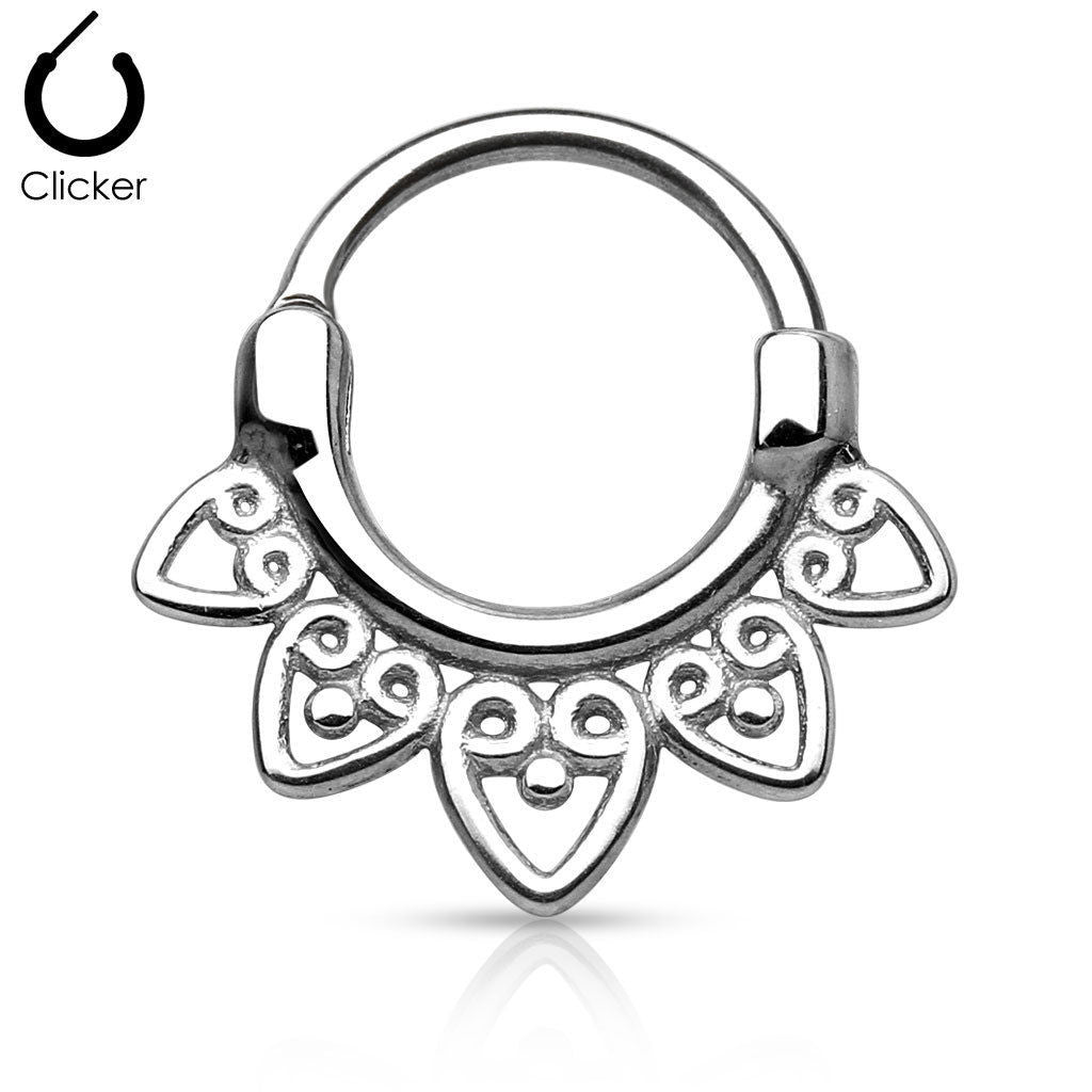 1pc 100% SURGICAL STEEL Tribal Fan Septum Clicker