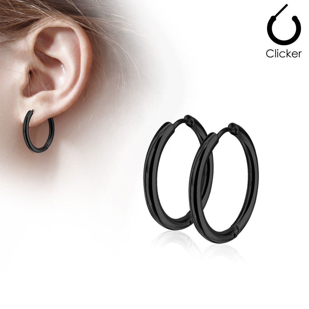 316L Stainless Steel Hinge Action 20g Seamless Hoop Earrings
