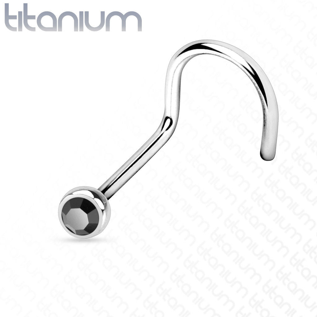 1pc Implant Grade 23 Titanium Nose Screw Ring w/Press-Fit Gem
