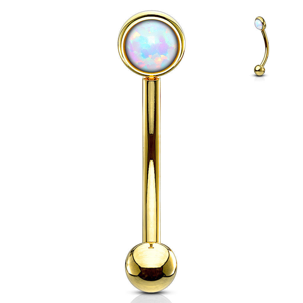 1pc Flat Setting 3mm Opal 16g Curved Barbell Rook Piercing 16 Gauge Eyebrow Ring