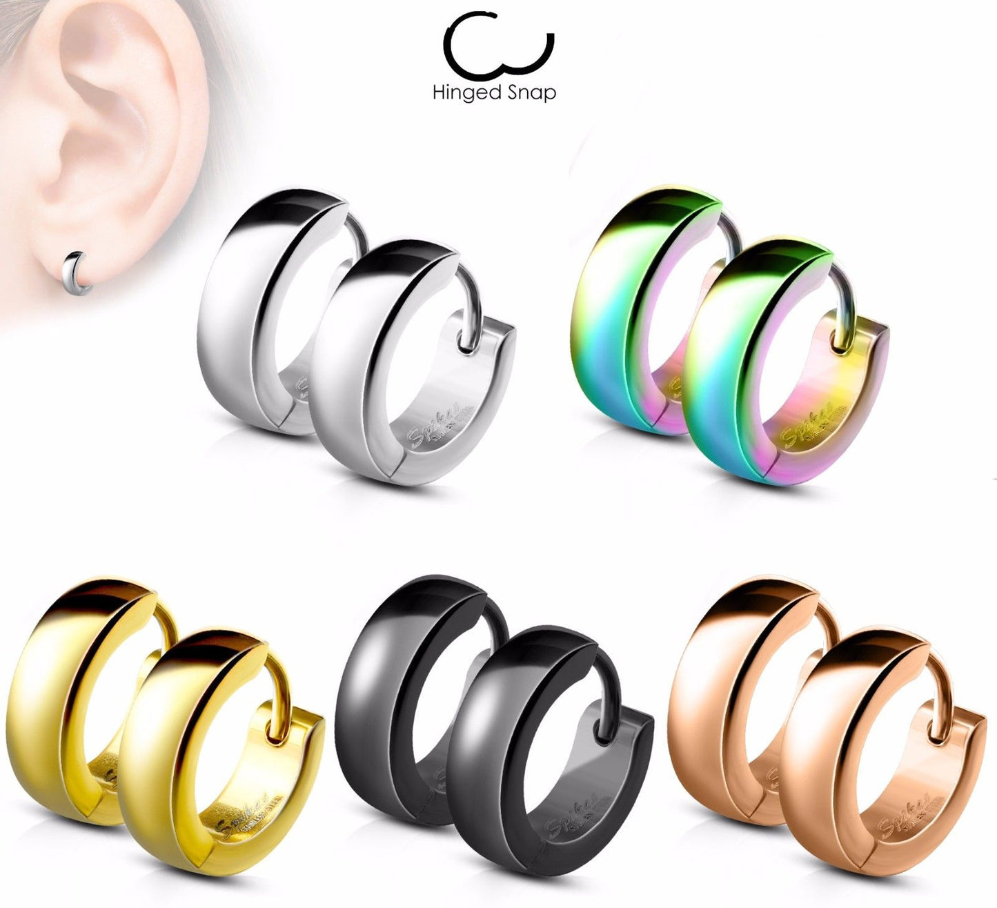 Stainless Steel Dome Hoop Huggie 20g Earrings
