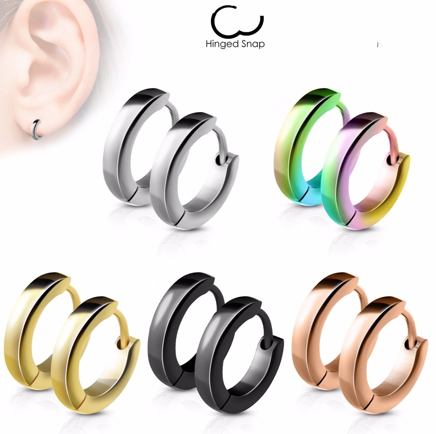 Stainless Steel Dome Hoop Huggie 20g Earrings
