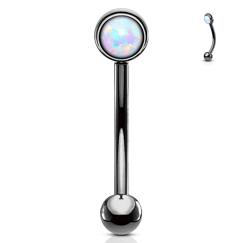 1pc Flat Setting 3mm Opal 16g Curved Barbell Rook Piercing 16 Gauge Eyebrow Ring