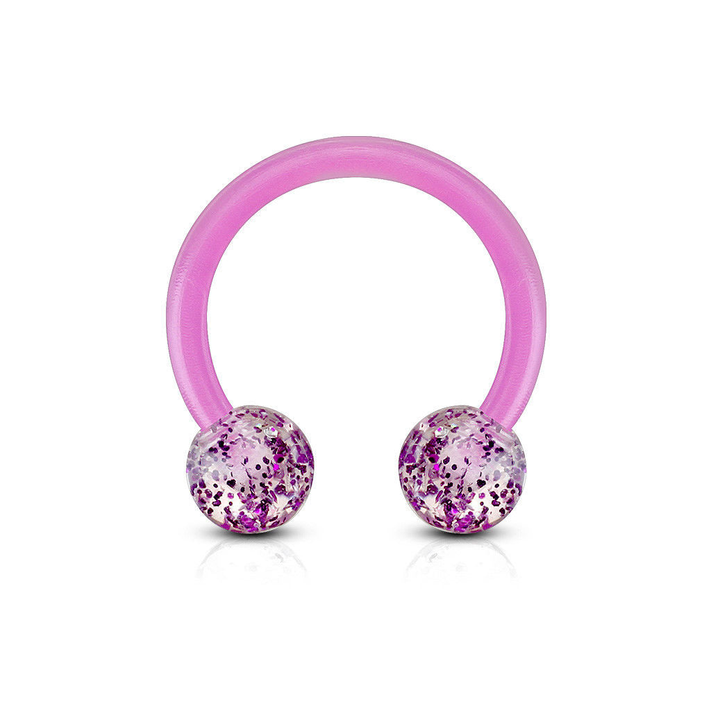 PAIR Ultra Glitter Flexible Circular Barbells Septum Eyebrow Nipple Tragus Ring