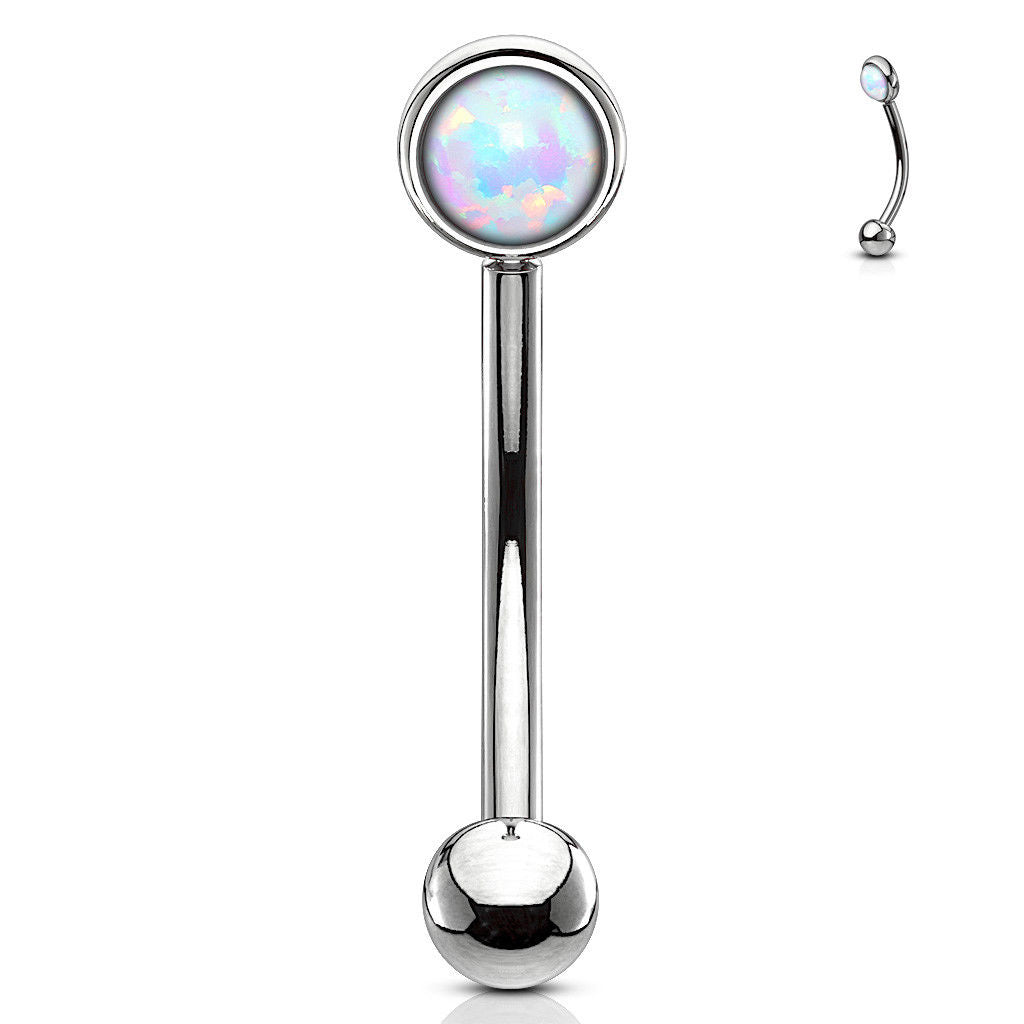 1pc Flat Setting 3mm Opal 16g Curved Barbell Rook Piercing 16 Gauge Eyebrow Ring