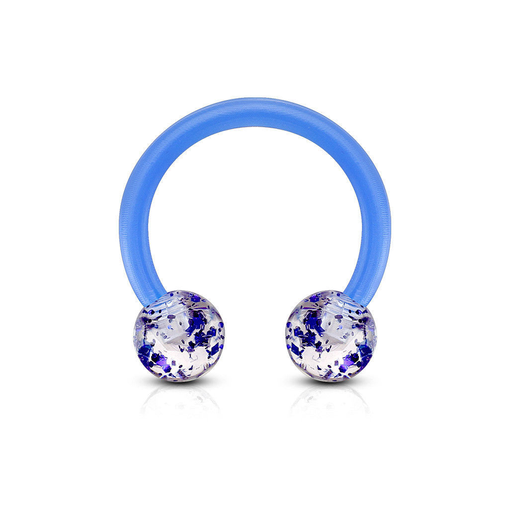 PAIR Ultra Glitter Flexible Circular Barbells Septum Eyebrow Nipple Tragus Ring