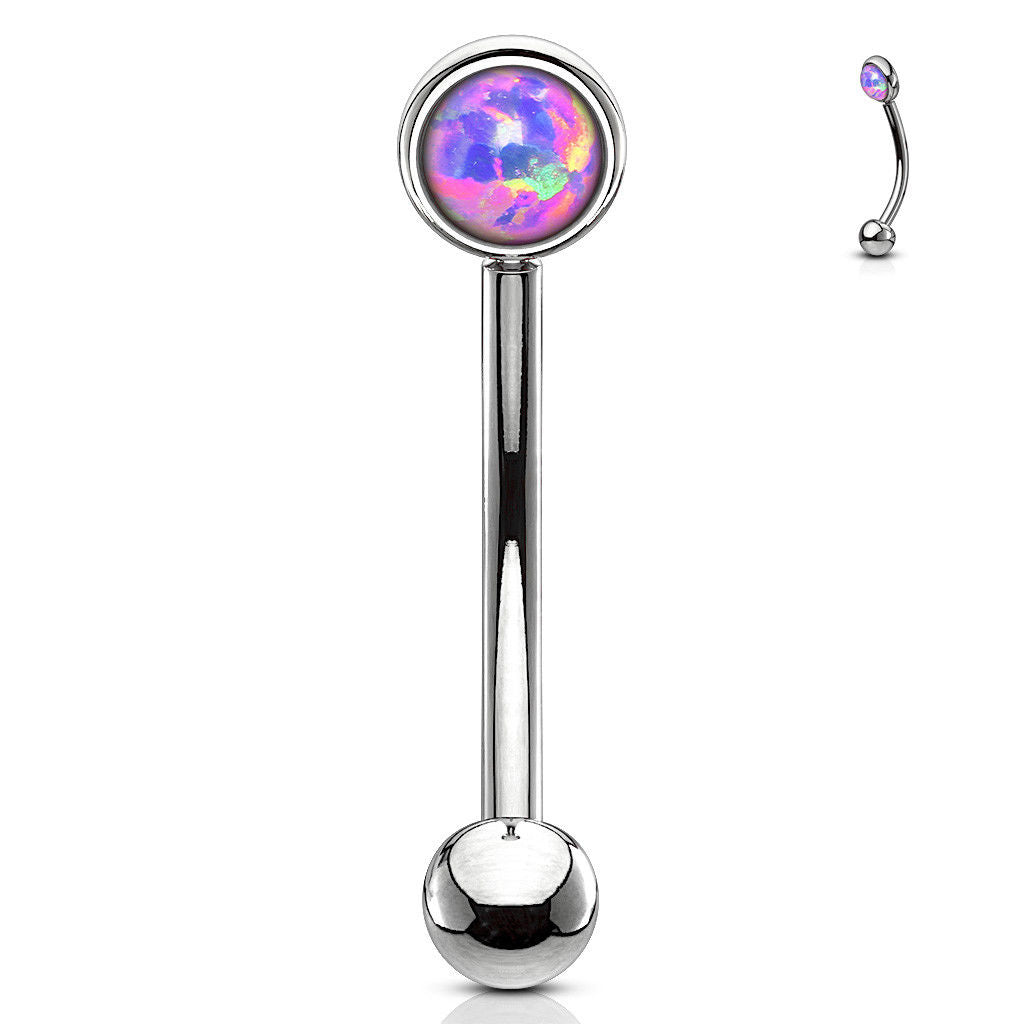 1pc Flat Setting 3mm Opal 16g Curved Barbell Rook Piercing 16 Gauge Eyebrow Ring