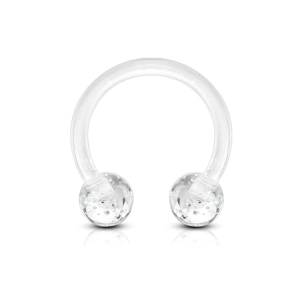 PAIR Ultra Glitter Flexible Circular Barbells Septum Eyebrow Nipple Tragus Ring