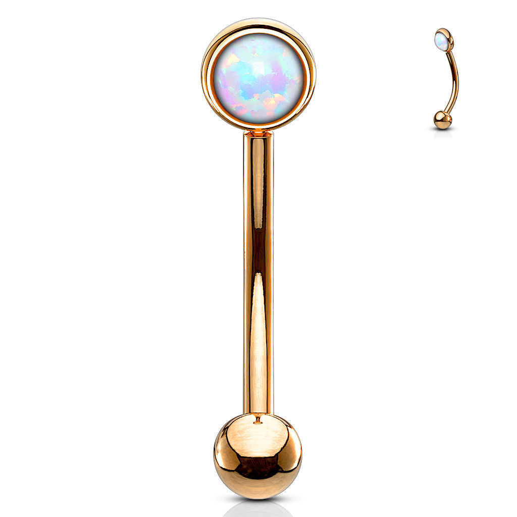 1pc Flat Setting 3mm Opal 16g Curved Barbell Rook Piercing 16 Gauge Eyebrow Ring