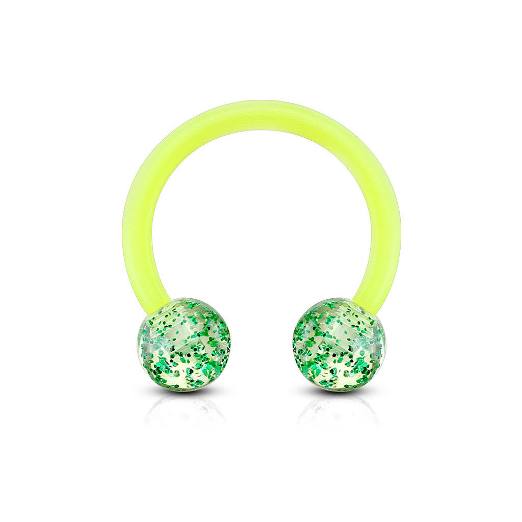 PAIR Ultra Glitter Flexible Circular Barbells Septum Eyebrow Nipple Tragus Ring