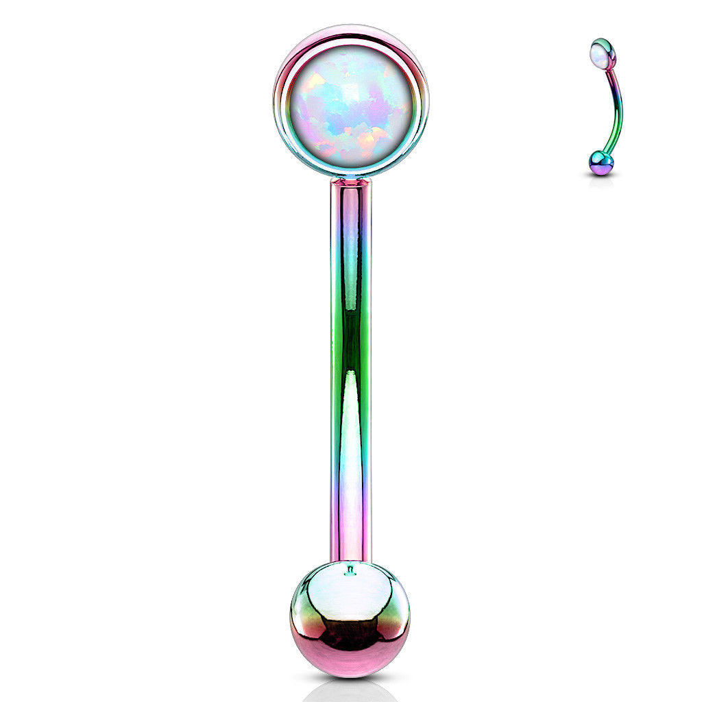 1pc Flat Setting 3mm Opal 16g Curved Barbell Rook Piercing 16 Gauge Eyebrow Ring