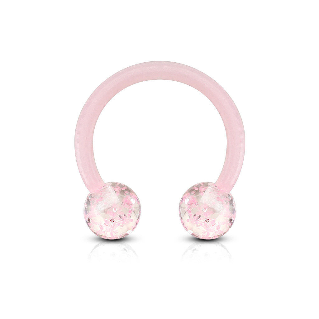 PAIR Ultra Glitter Flexible Circular Barbells Septum Eyebrow Nipple Tragus Ring