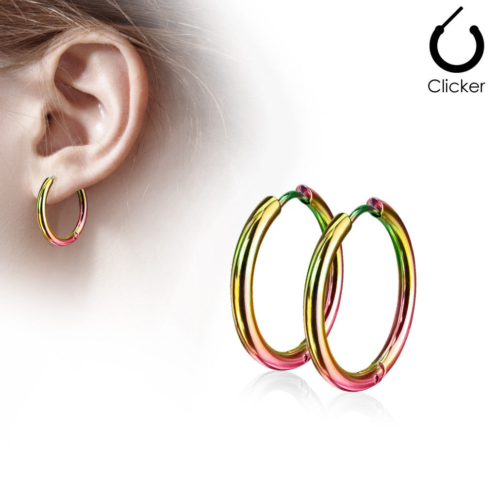 316L Stainless Steel Hinge Action 20g Seamless Hoop Earrings
