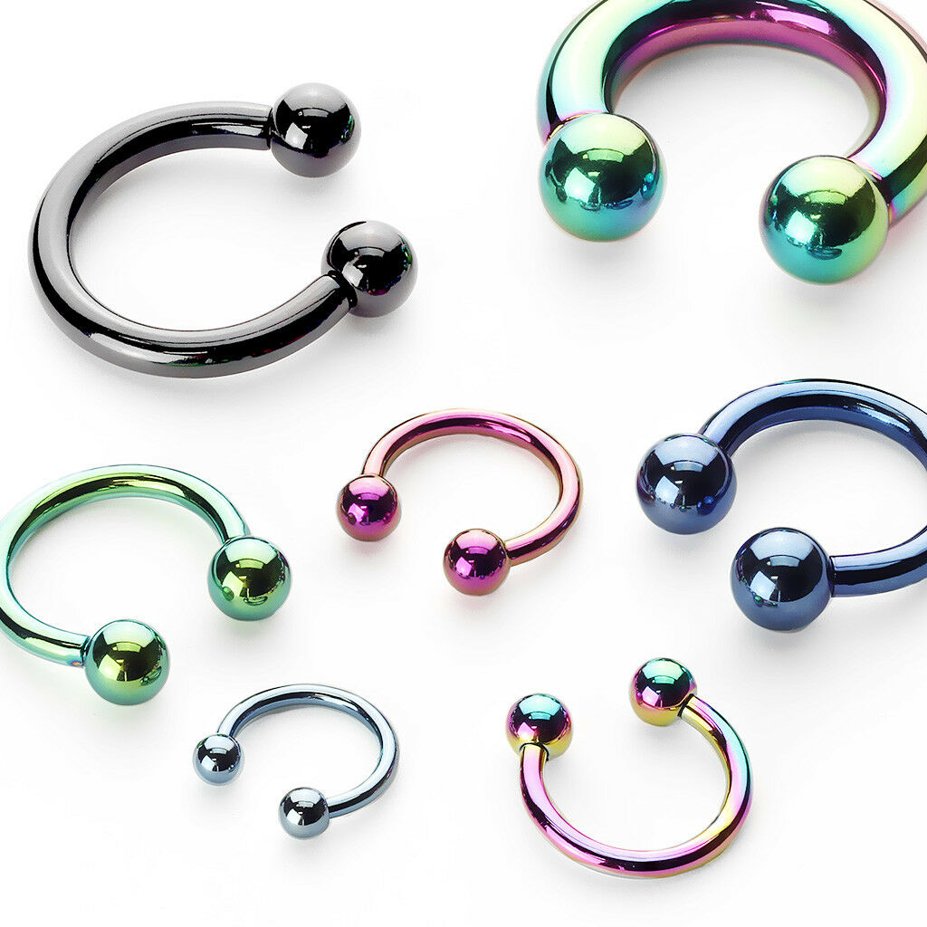 1pc Titanium Anodized Circular Barbell Horseshoe Septum, Eyebrow, Nipple Ring