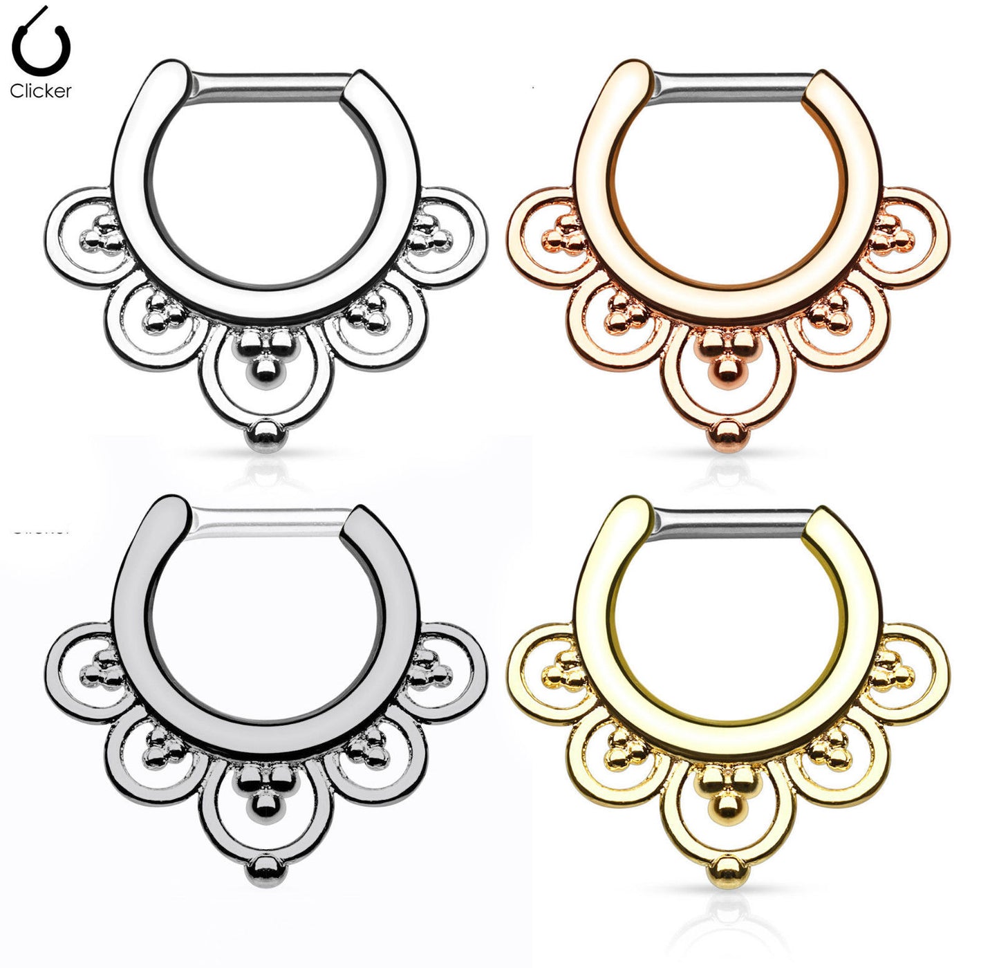Flower Petals Style Septum Clicker Rings