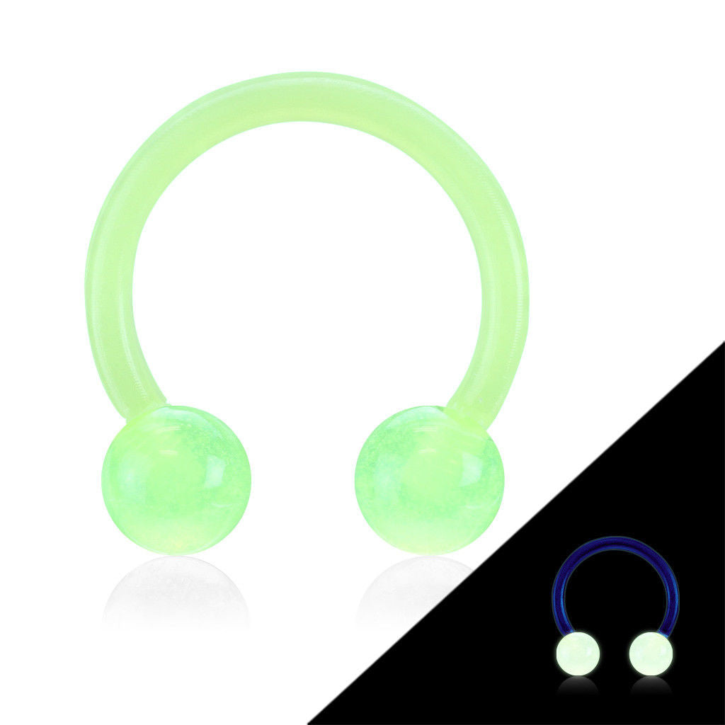 PAIR Glow in Dark Flexible Circular Barbells Septum Eyebrow Nipple Tragus Ring