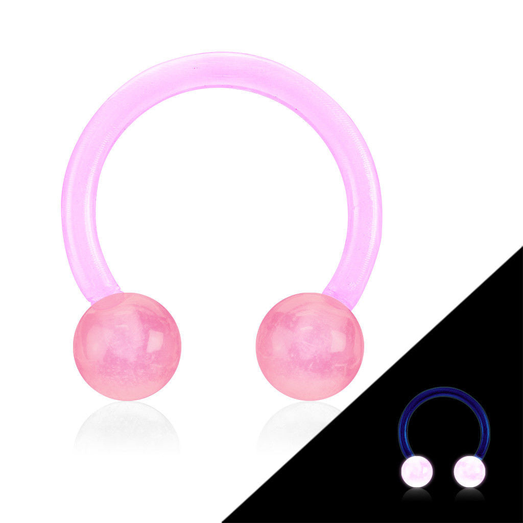 PAIR Glow in Dark Flexible Circular Barbells Septum Eyebrow Nipple Tragus Ring