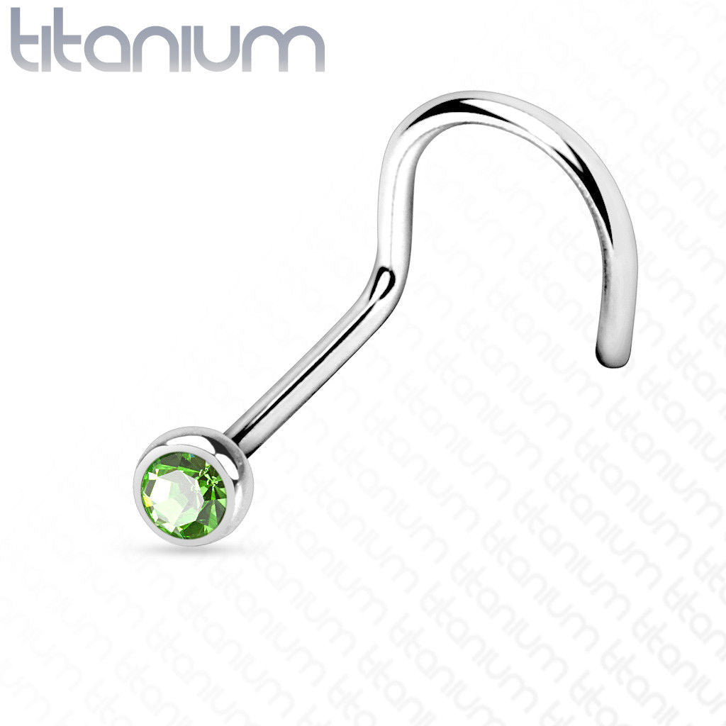 1pc Implant Grade 23 Titanium Nose Screw Ring w/Press-Fit Gem