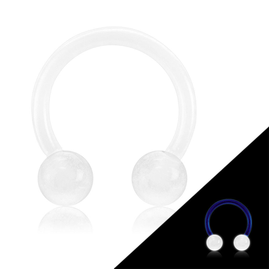 PAIR Glow in Dark Flexible Circular Barbells Septum Eyebrow Nipple Tragus Ring