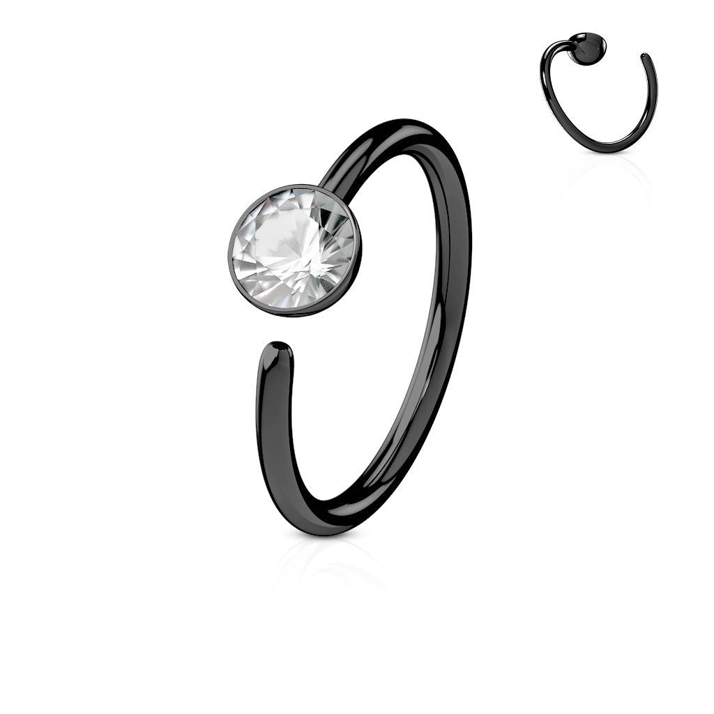 1pc Bendable Gem Nose Hoop / Cartilage Ring Annealed Plated 316L Surgical Steel