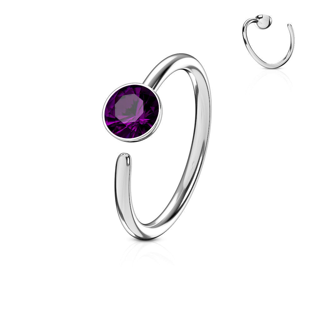 1pc Bendable CZ Gem Nose Hoop / Cartilage Ring Annealed 316L Surgical Steel