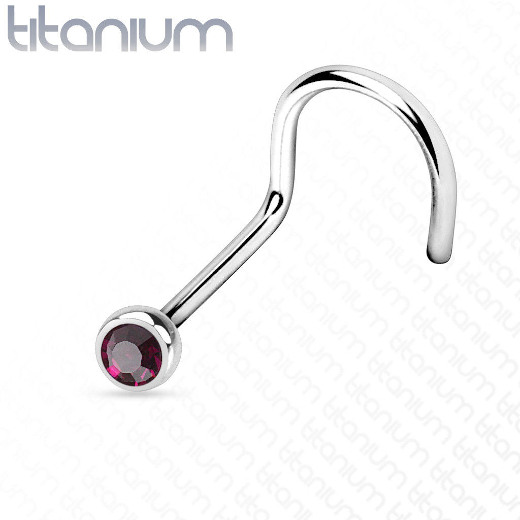 1pc Implant Grade 23 Titanium Nose Screw Ring w/Press-Fit Gem