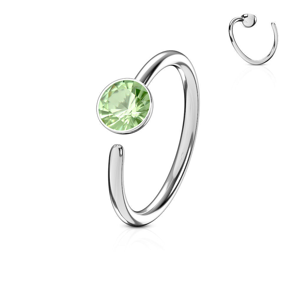 1pc Bendable CZ Gem Nose Hoop / Cartilage Ring Annealed 316L Surgical Steel