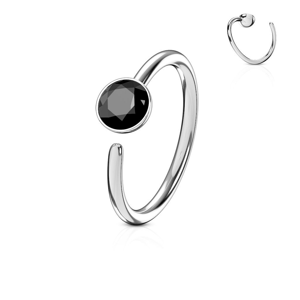 1pc Bendable CZ Gem Nose Hoop / Cartilage Ring Annealed 316L Surgical Steel