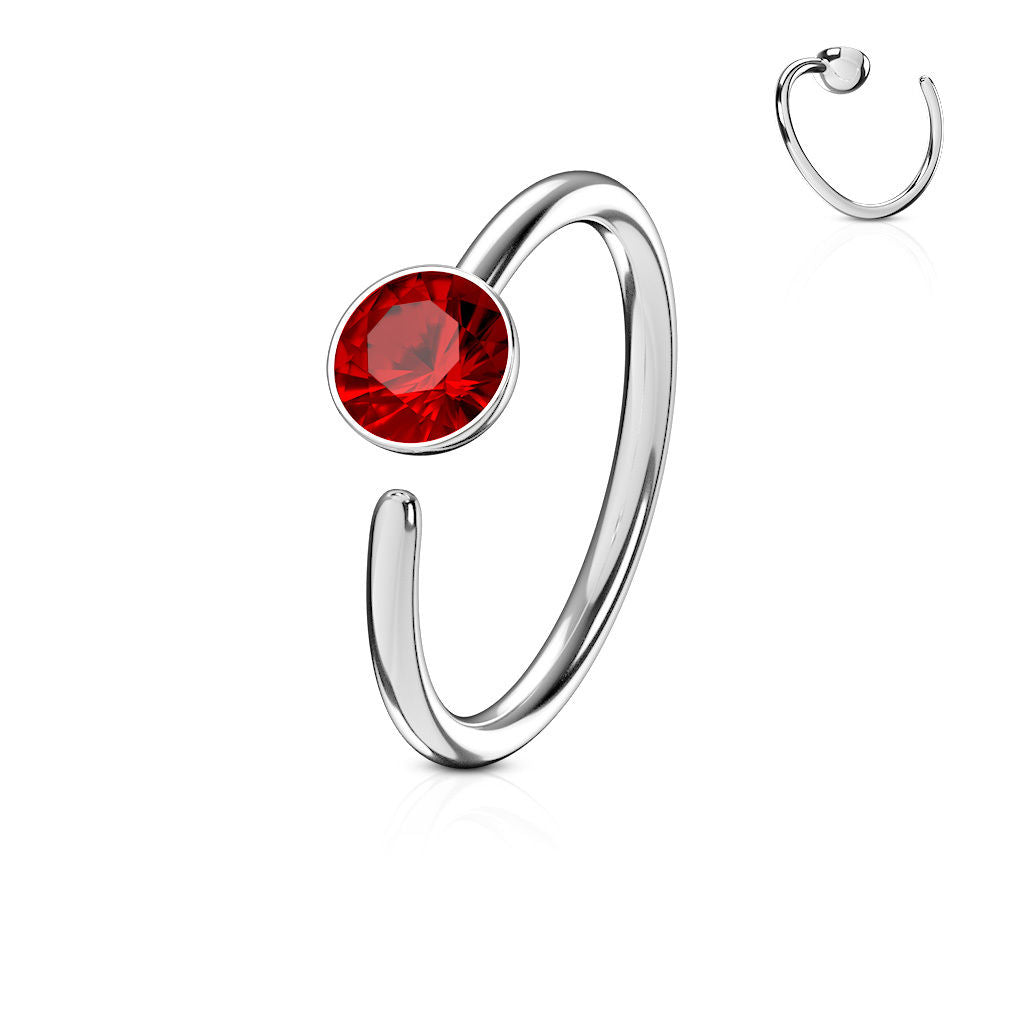 1pc Bendable CZ Gem Nose Hoop / Cartilage Ring Annealed 316L Surgical Steel