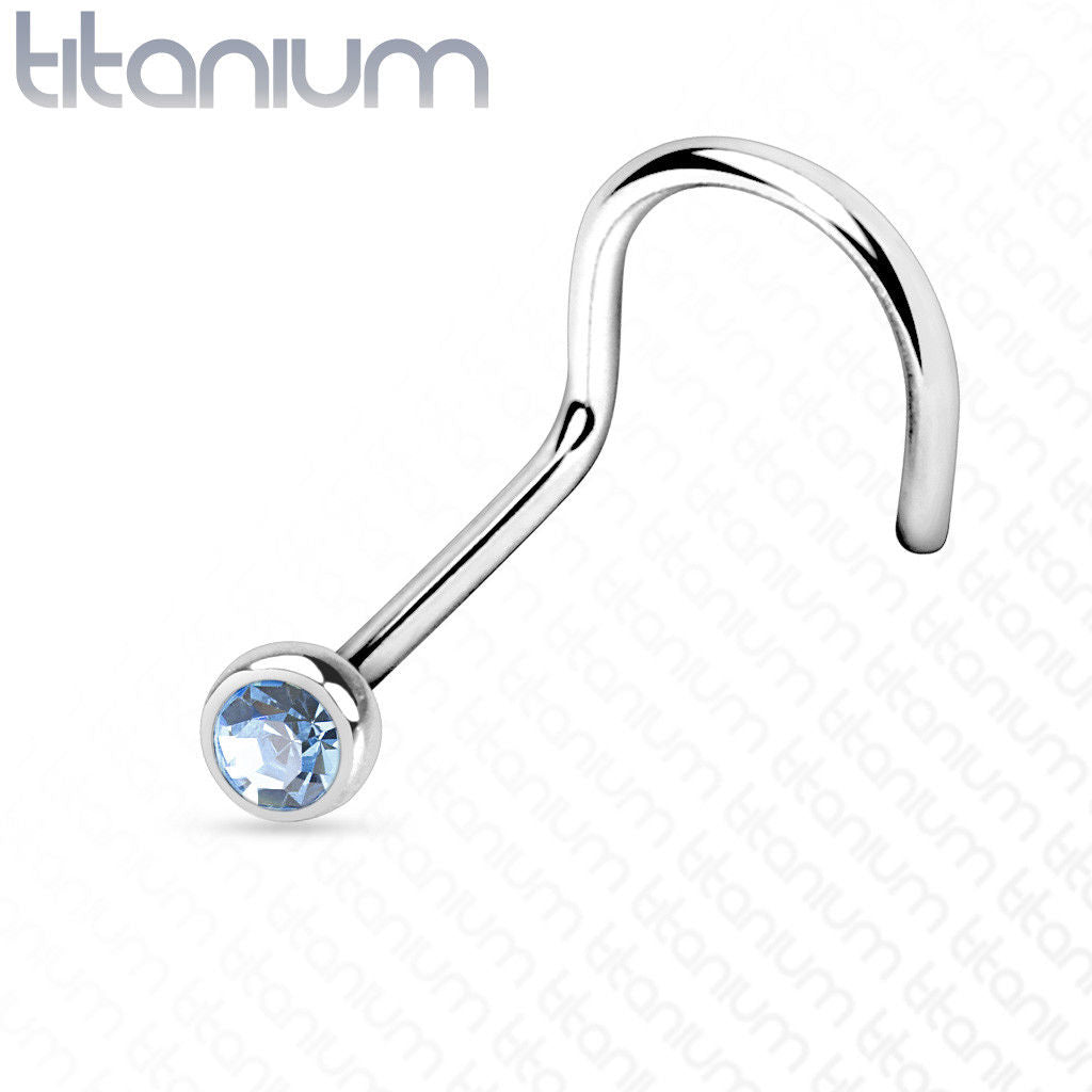 1pc Implant Grade 23 Titanium Nose Screw Ring w/Press-Fit Gem