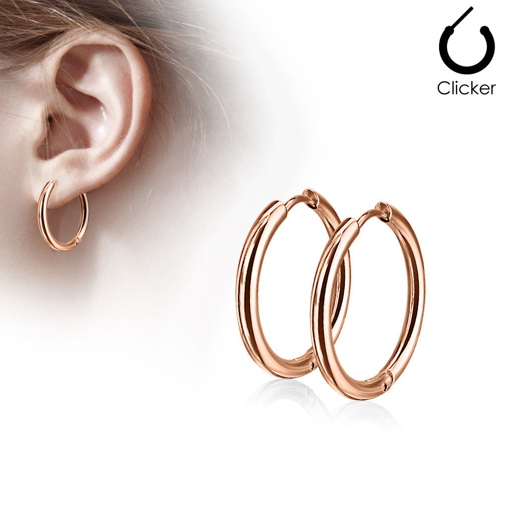 316L Stainless Steel Hinge Action 20g Seamless Hoop Earrings