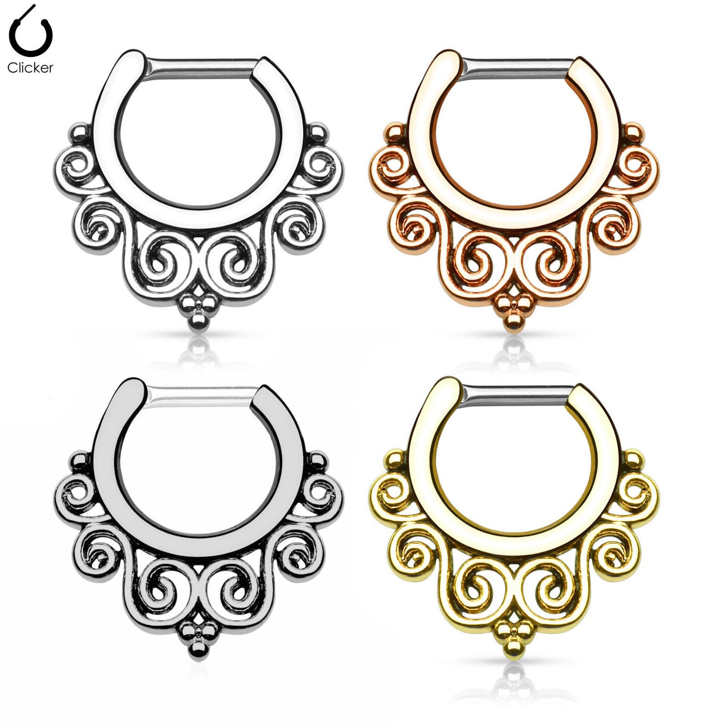 Tribal Swirls Style Septum Clicker Rings