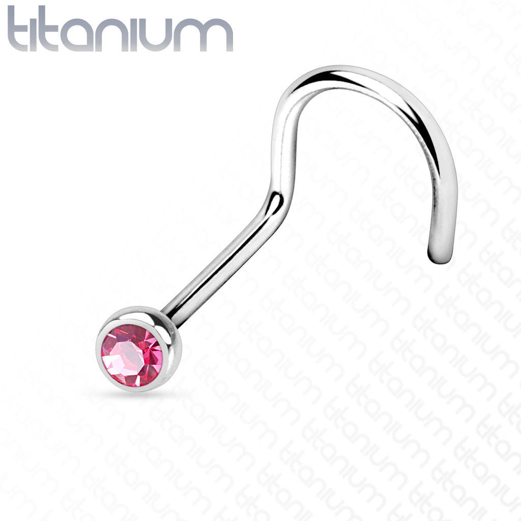 1pc Implant Grade 23 Titanium Nose Screw Ring w/Press-Fit Gem