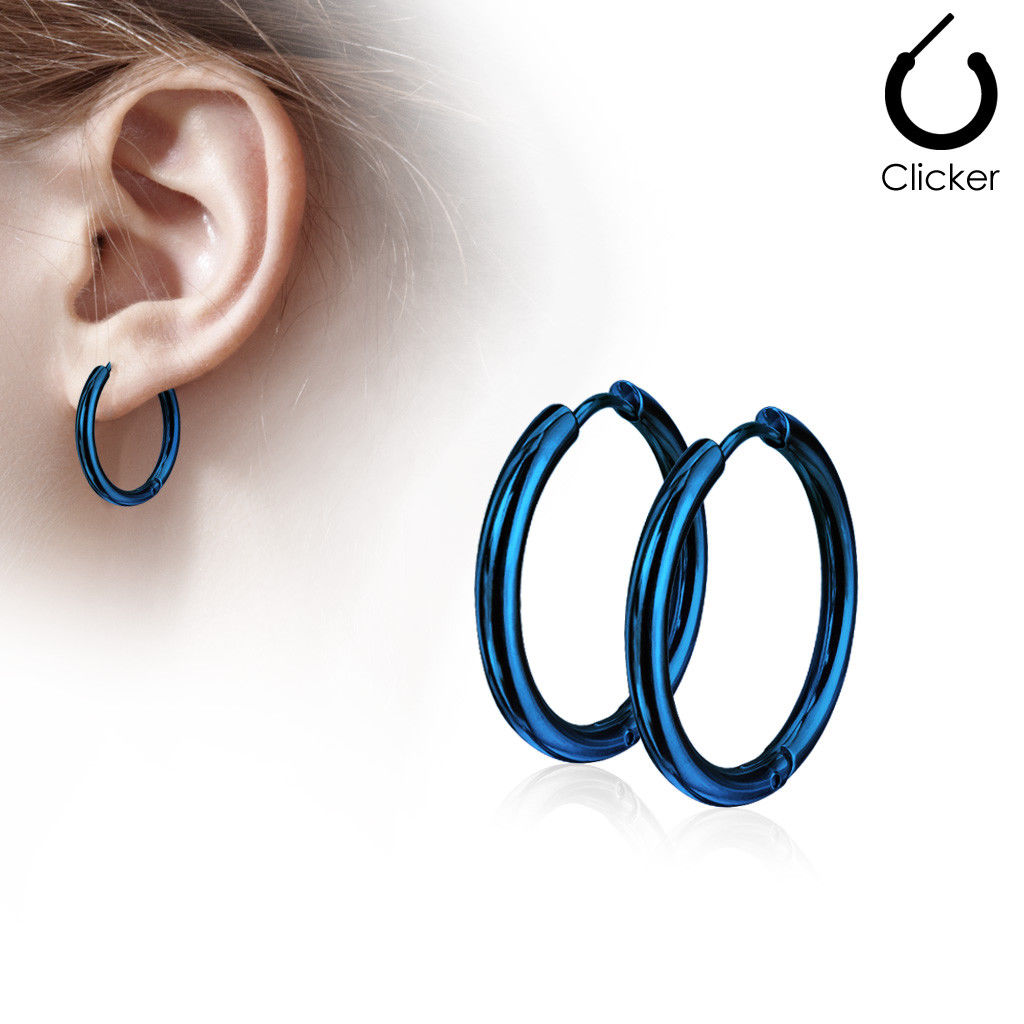 316L Stainless Steel Hinge Action 20g Seamless Hoop Earrings