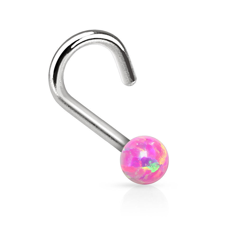 1pc Opal Ball Surgical Steel Nose Screw Ring
