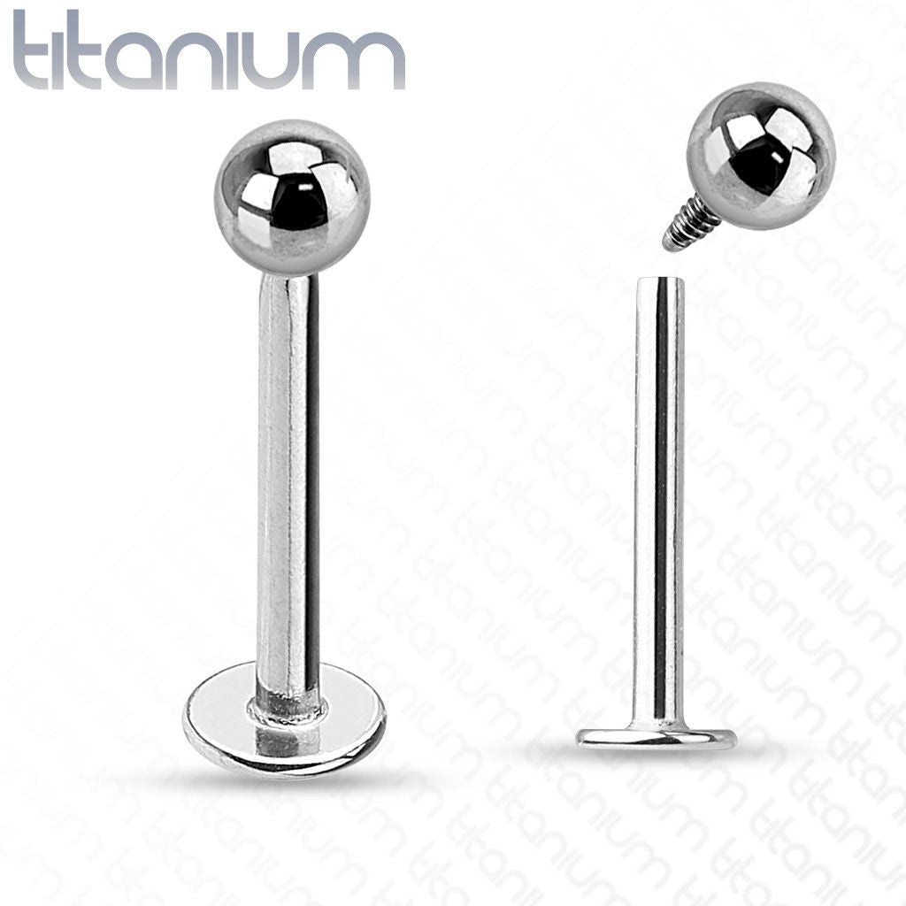 1pc Internally Threaded Grade 23 Solid Titanium Labret