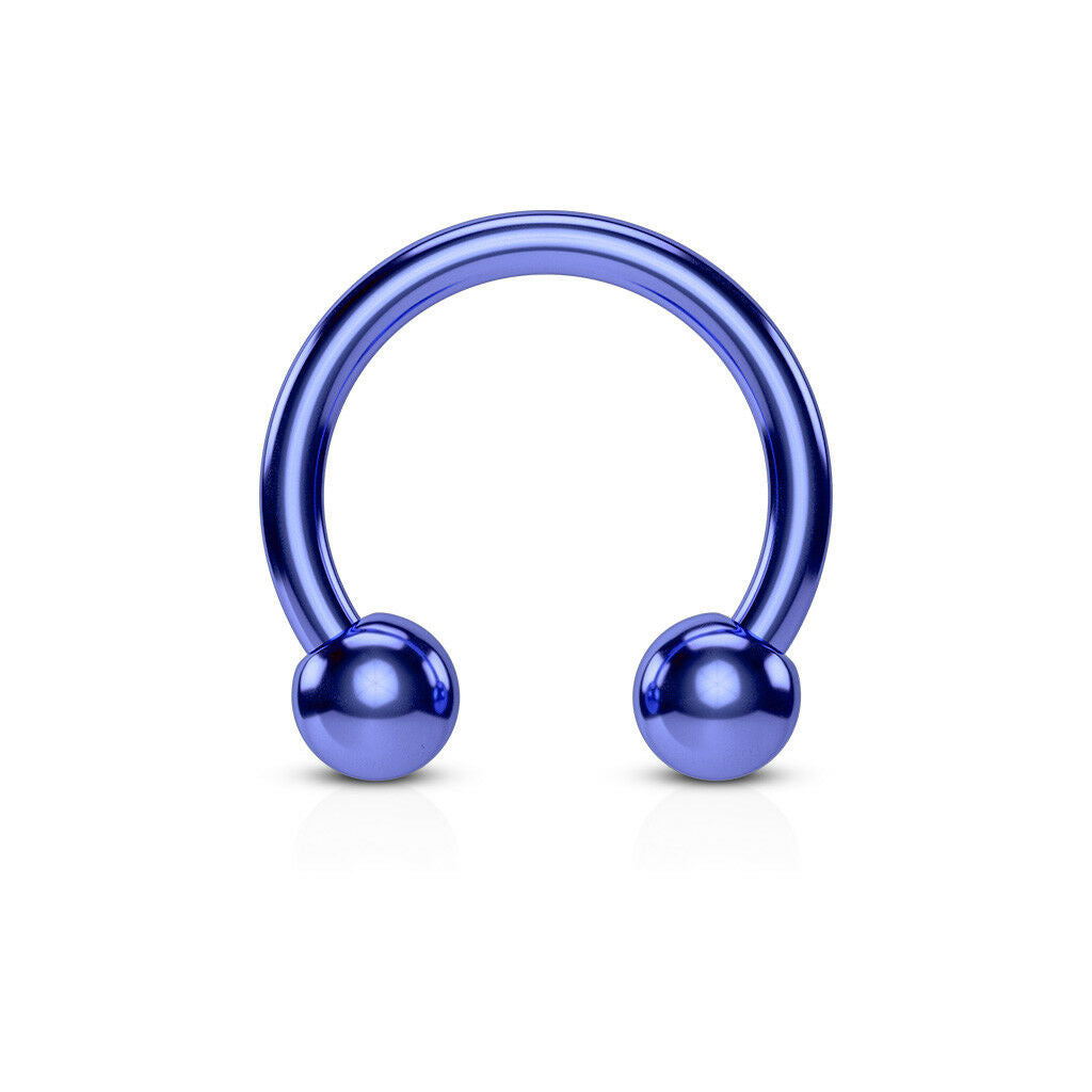 1pc Titanium Anodized Circular Barbell Horseshoe Septum, Eyebrow, Nipple Ring