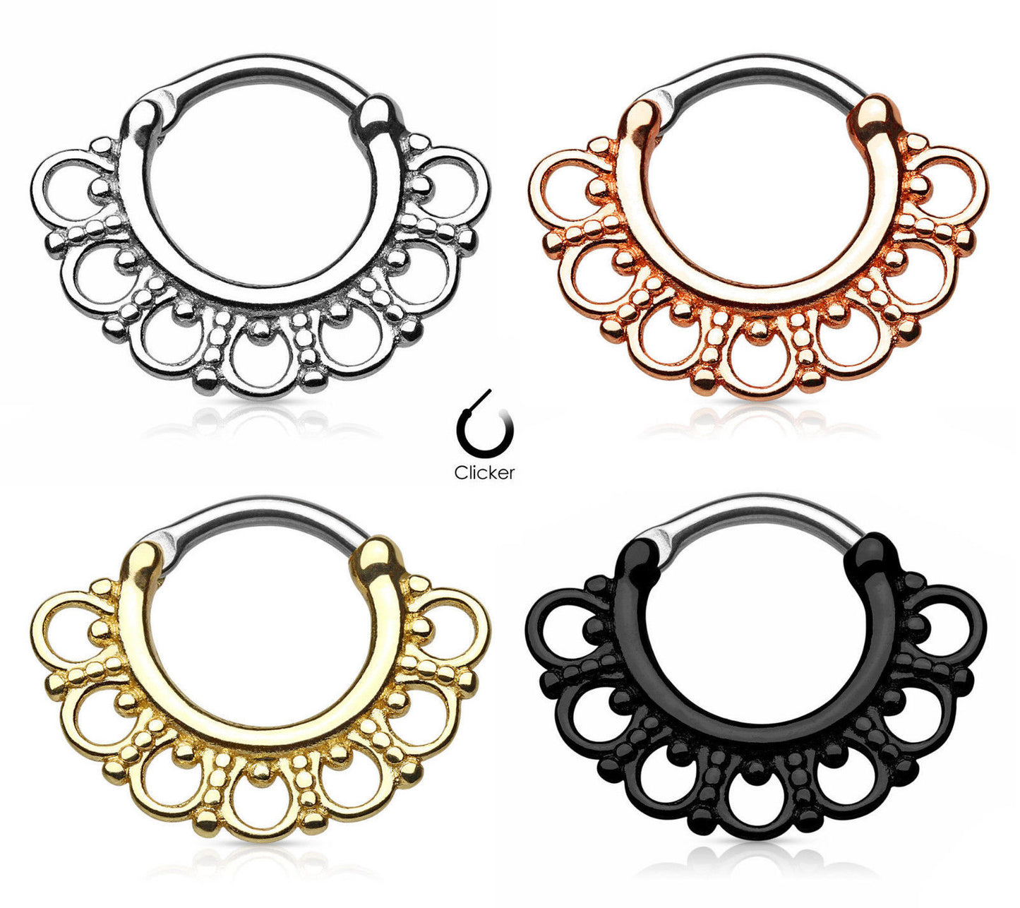 Tribal Fan Style Septum Clicker Rings