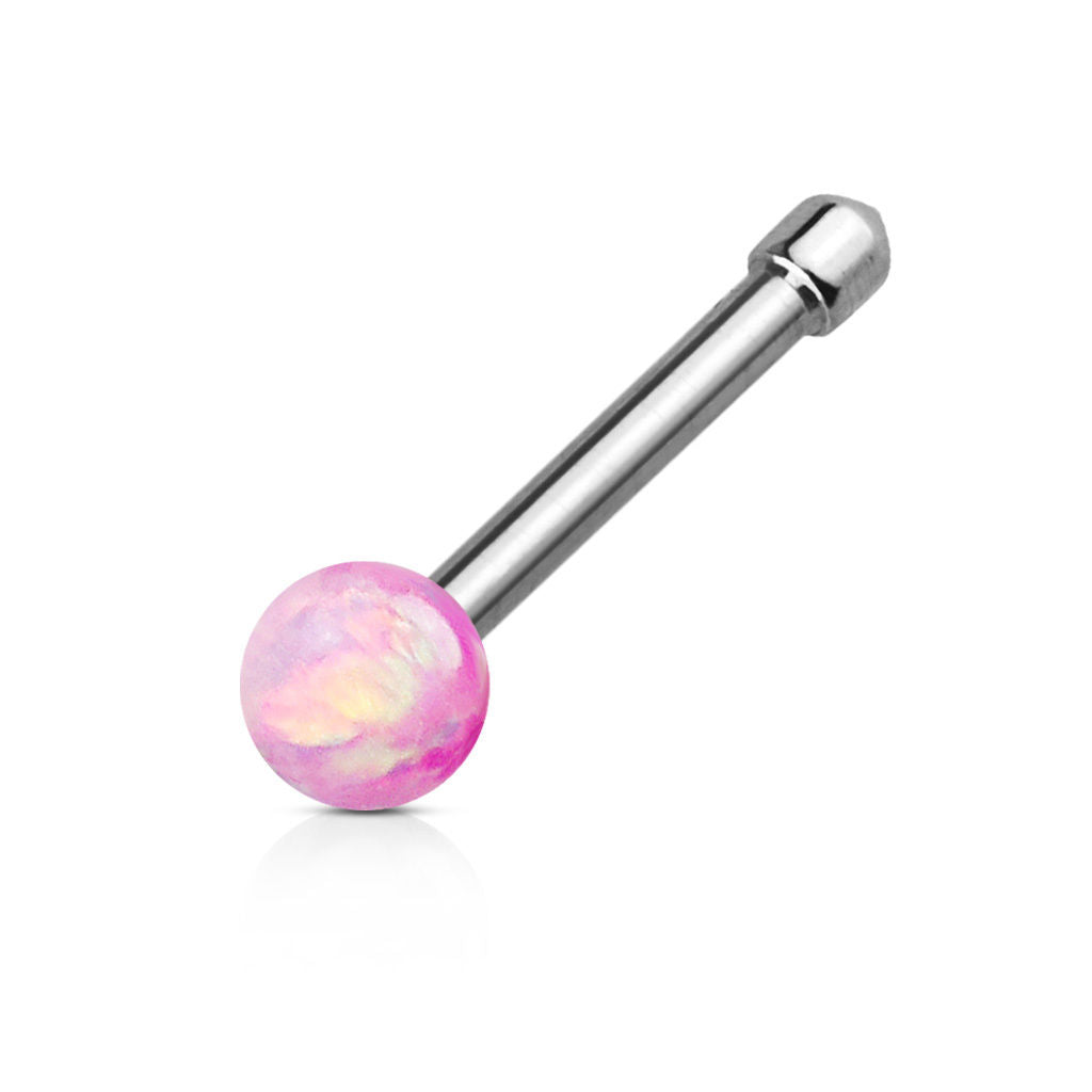 1pc Opal Ball Surgical Steel 20g Nose Stud Bone Ring