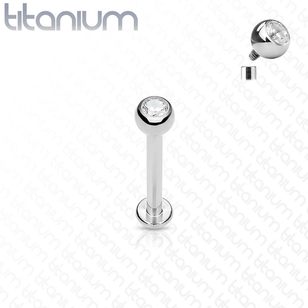 1pc Internally Threaded Grade 23 Solid Titanium Gem Labret