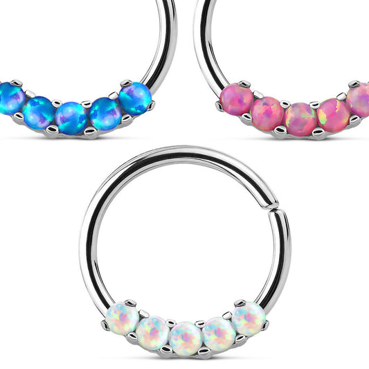 1pc Bendable Five Opal Septum / Cartilage Ring