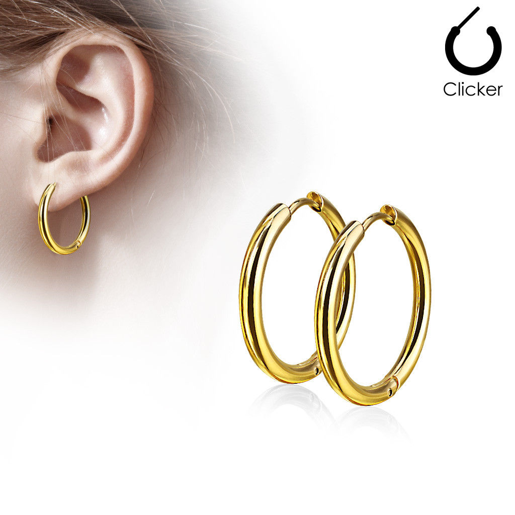 316L Stainless Steel Hinge Action 20g Seamless Hoop Earrings