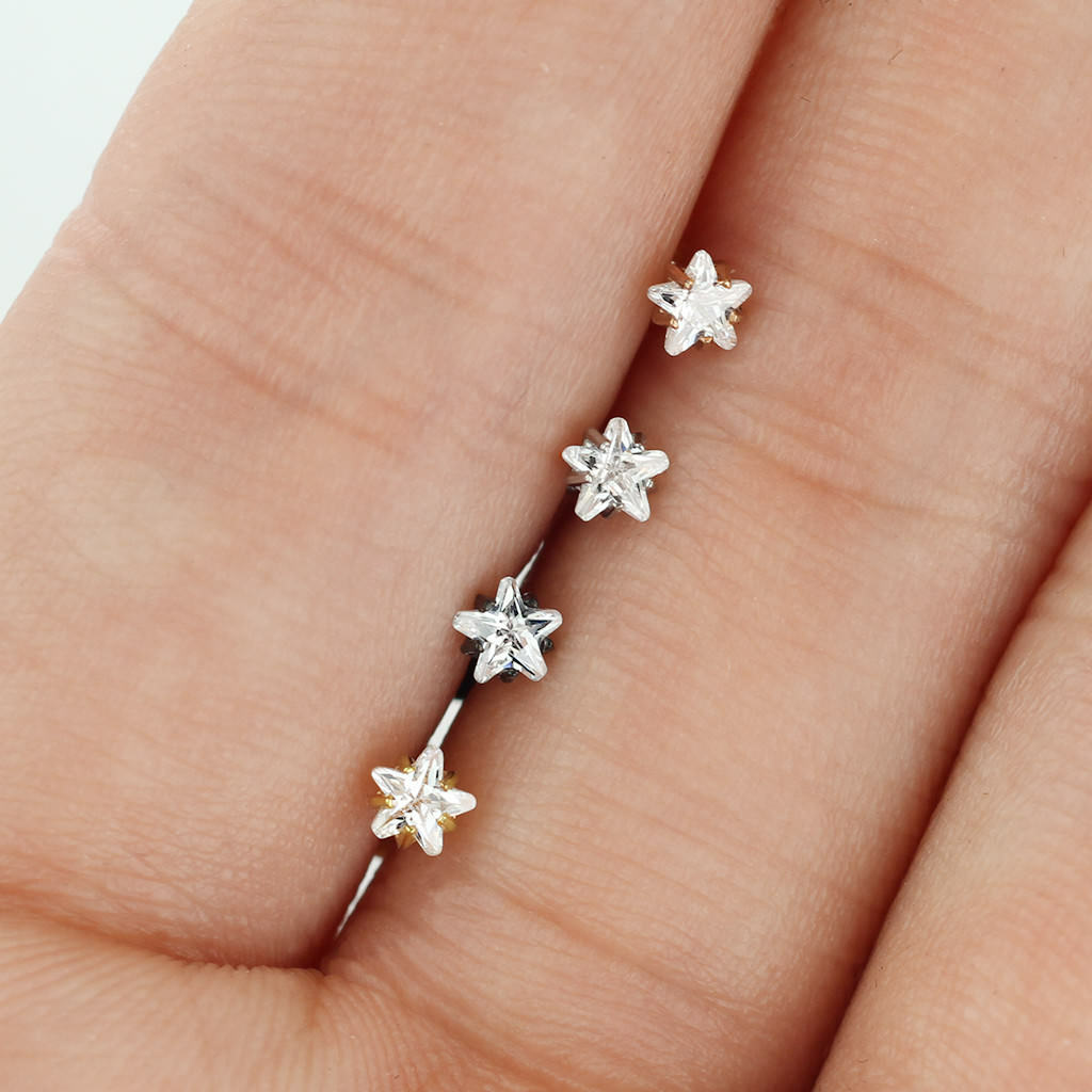 4pc Value Pack Internally Threaded Prong Set Star Gem Ion Plated Labrets