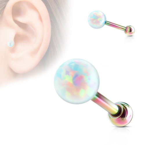 1pc Opal Ball Tragus Ring 16g 1/4"