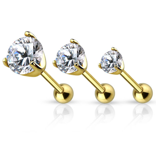 1pc Prong Set Gem Tragus Cartilage Ring 16g 1/4"