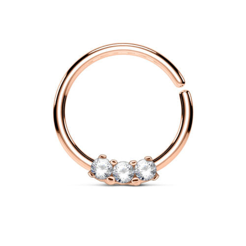 1pc Bendable Three CZ Gem Septum / Cartilage Hoop Ring