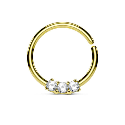 1pc Bendable Three CZ Gem Septum / Cartilage Hoop Ring