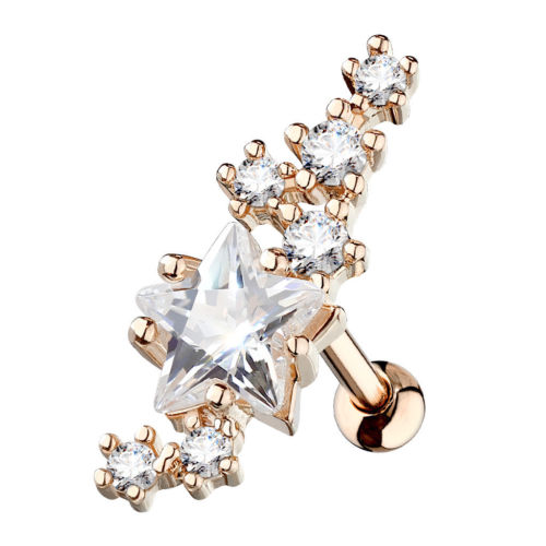 1pc CZ Gem Star Cluster Tragus Ring 16g 1/4"