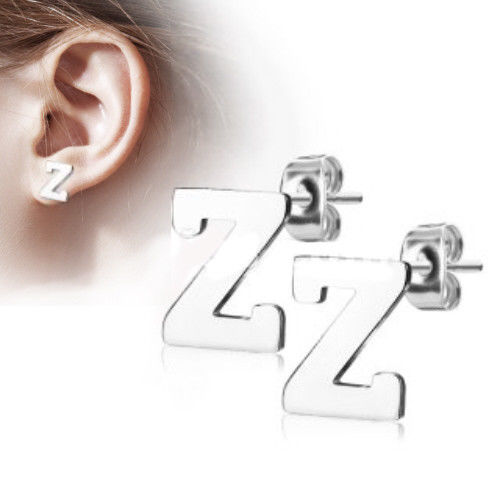 Alphabet Initial Earrings 316L Stainless Steel