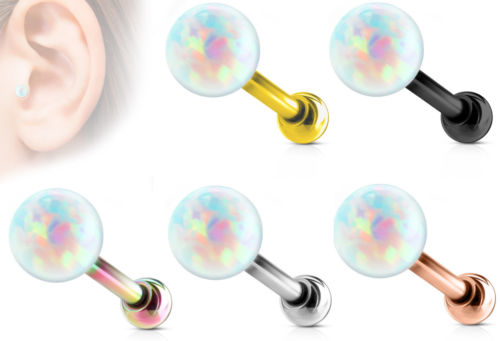 1pc Opal Ball Tragus Ring 16g 1/4"